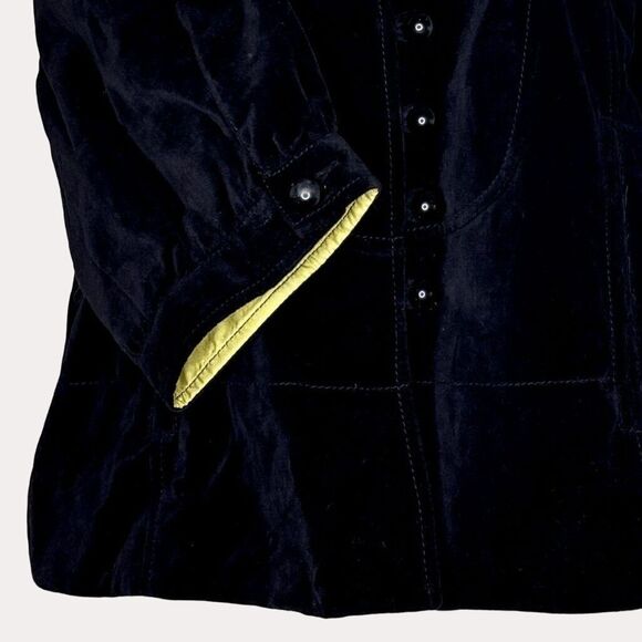Elevenses Anthropologie Velvet Button Front Jacket Black 4 bv - Picture 2 of 7